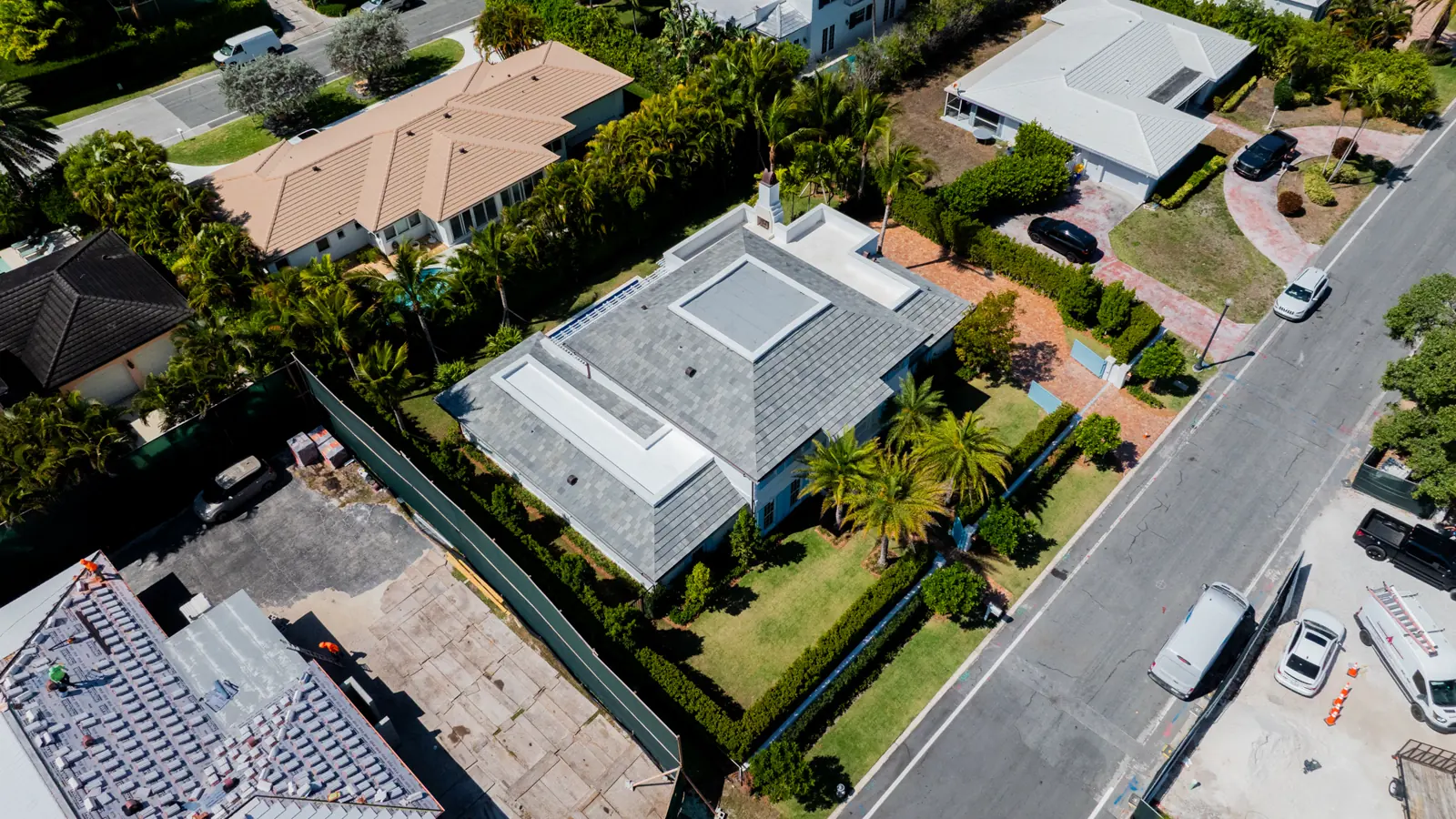 Aerial view of the Ibis Isle residence in Palm Beach, Florida