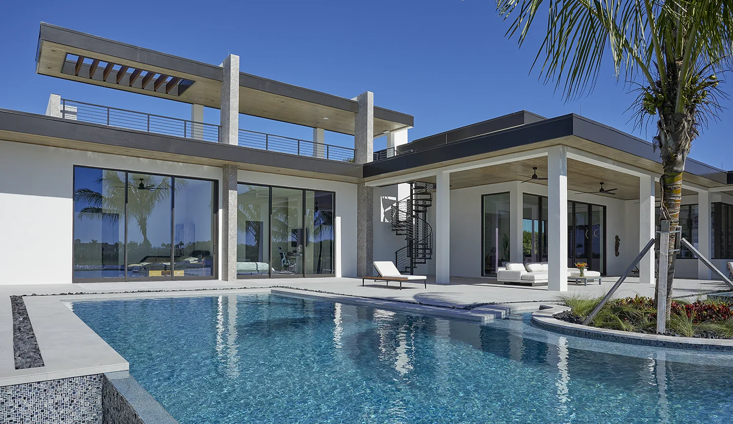 Pool courtyard at Lasso Way Estate