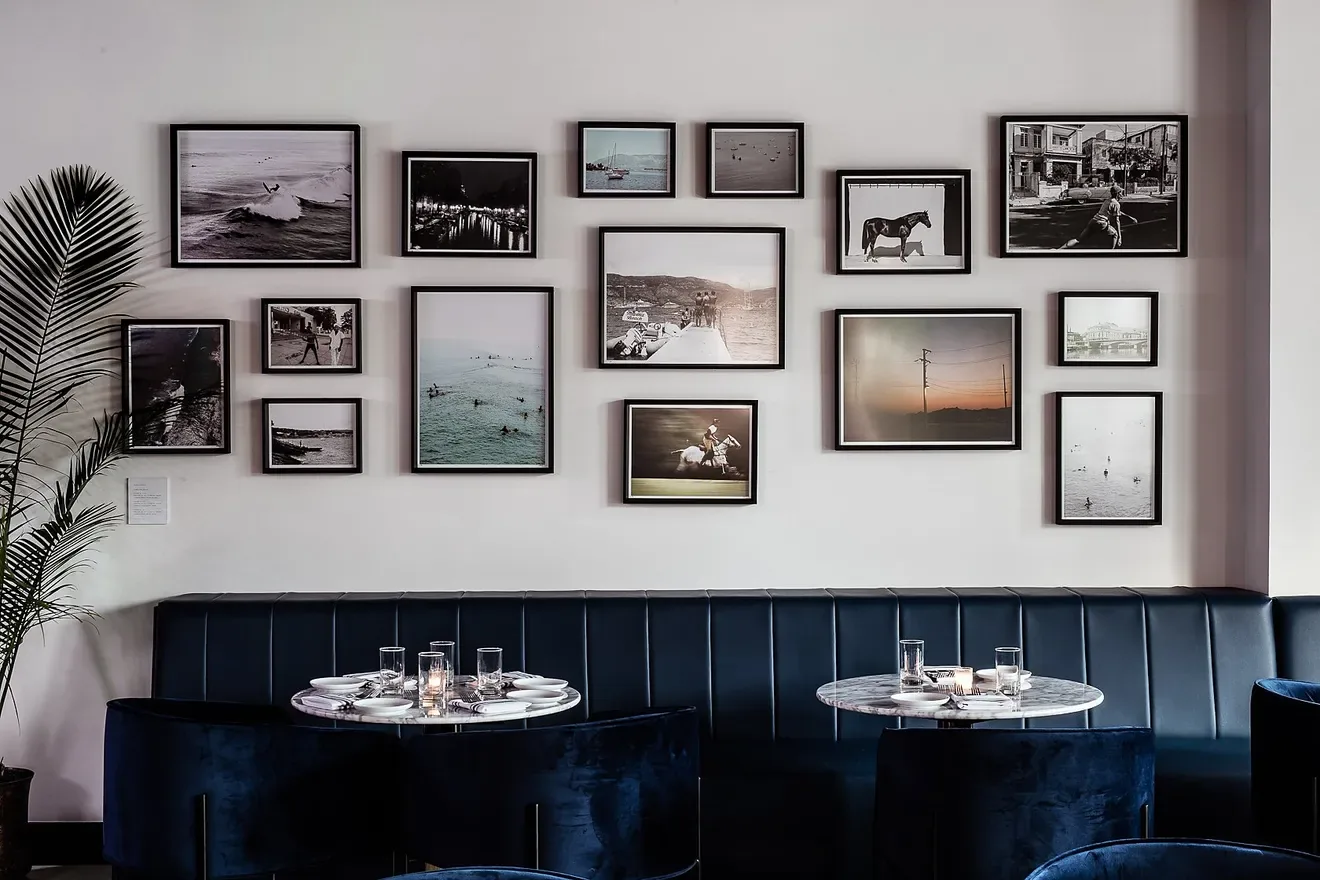 Banquette seating at the Trophy Room